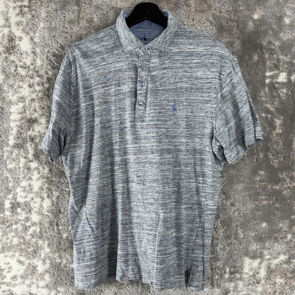 Tailord Byrd Size L Cotton Blend Polo Shirt Heather Gray Short Sleeve Collar